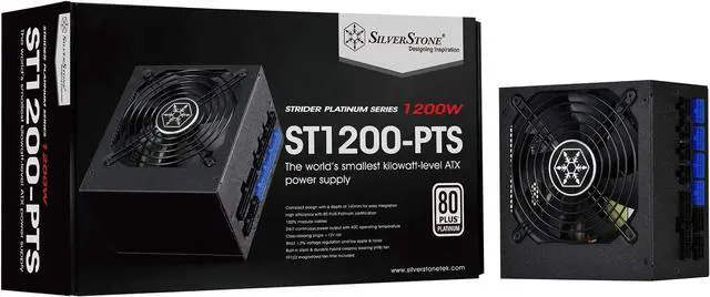 Main image of SilverStone Technology 1200 Watt Fully Modular 80 Plus Platinum Power Supply in Ultra Compact 140MM in Depth ST1200-PTS