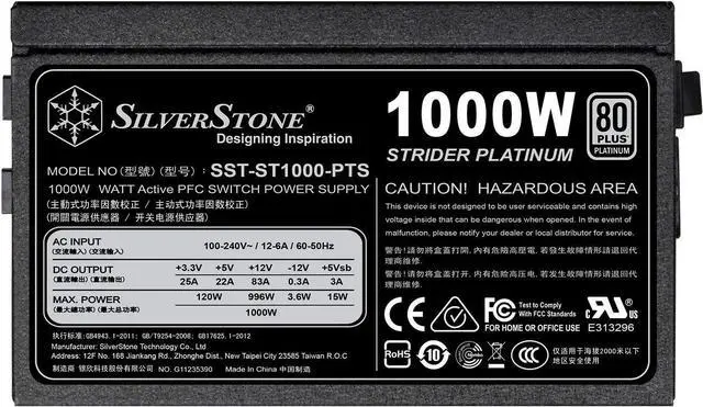 Alt view image 5 of 7 - SilverStone Technology 1000 Watt Fully Modular 80 Plus Platinum Power Supply in Ultra Compact 140mm in Depth ST1000-PTS