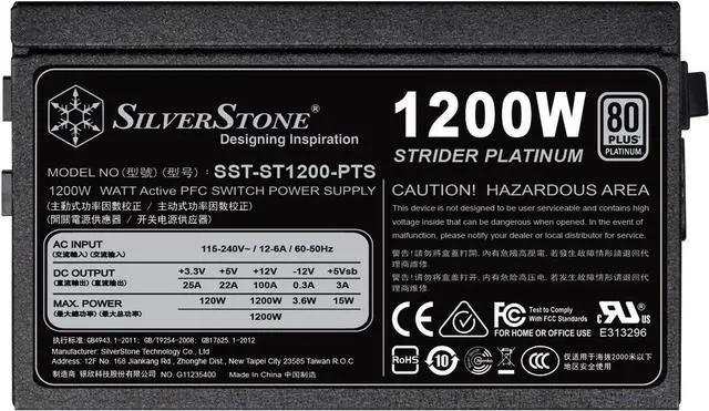 Alt view image 5 of 7 - SilverStone Technology 1200 Watt Fully Modular 80 Plus Platinum Power Supply in Ultra Compact 140MM in Depth ST1200-PTS