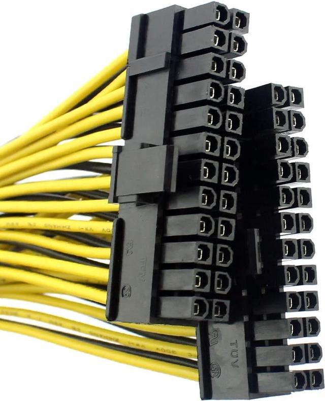 Alt view image 4 of 5 - 24P 20+4 Pin Dual PSU Power Supply Cable,18AWG ATX Motherboard Mainboard Adapter Connector Cable Mining Extension Cable - 20cm (2 Pcs)