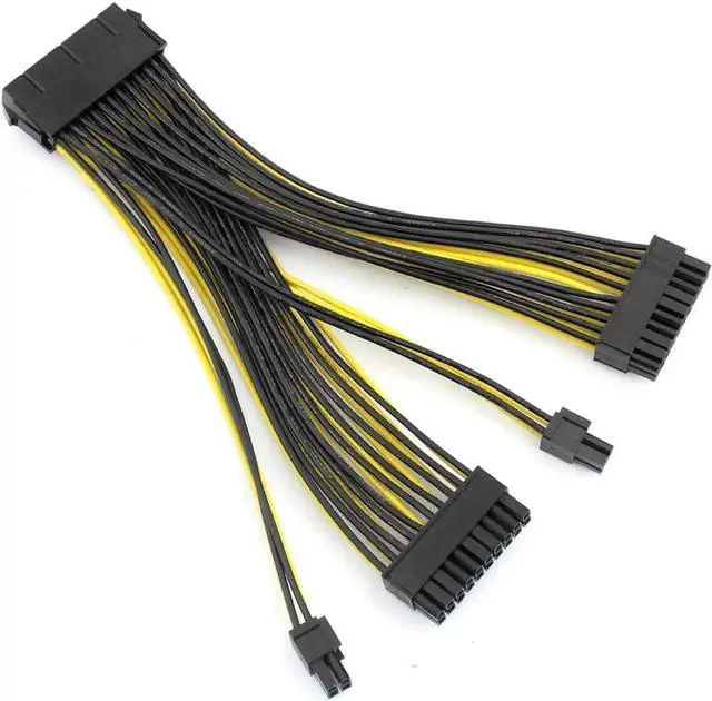Main image of 24P 20+4 Pin Dual PSU Power Supply Cable,18AWG ATX Motherboard Mainboard Adapter Connector Cable Mining Extension Cable - 20cm (10 Pcs)