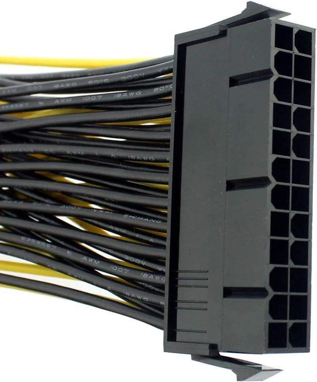 Alt view image 3 of 5 - 24P 20+4 Pin Dual PSU Power Supply Cable,18AWG ATX Motherboard Mainboard Adapter Connector Cable Mining Extension Cable - 20cm (2 Pcs)