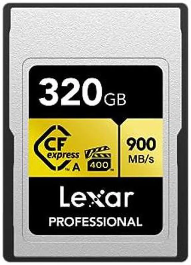 Main image of Lexar Professional 320GB CFexpress Type A Gold Series Memory Card, Up to 900MB/s Read, Cinema-Quality 8K Video, Rated VPG 400 (LCAGOLD320G-RNENG)