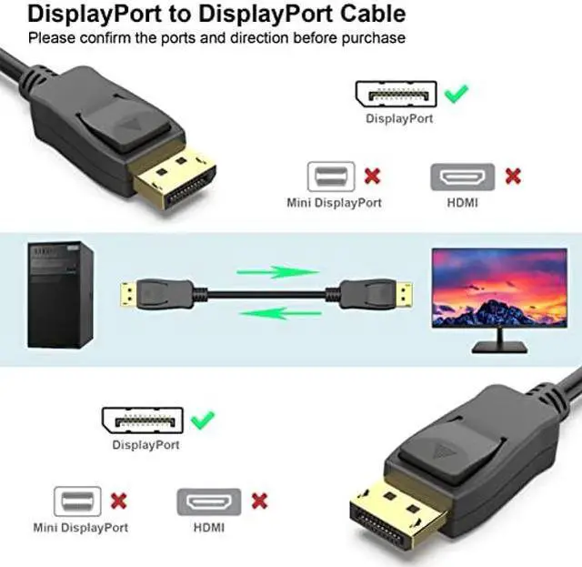 Alt view image 2 of 5 - BENFEI DisplayPort to DP 4K 60Hz 6 Feet Cable 10 Pack, DisplayPort to Display Port Male to Male Cable Gold-Plated Cord Compatible with Dell, HP, ASUS