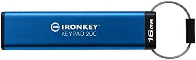 Main image of Kingston Ironkey Keypad 200 16GB Encrypted USB | Alphanumeric Keypad | Multi-Pin Access | XTS-AES 256-bit | FIPS 140-3 Level 3 Certified | Brute Force & BadUSB Protection | IKKP200/16GB,Blue