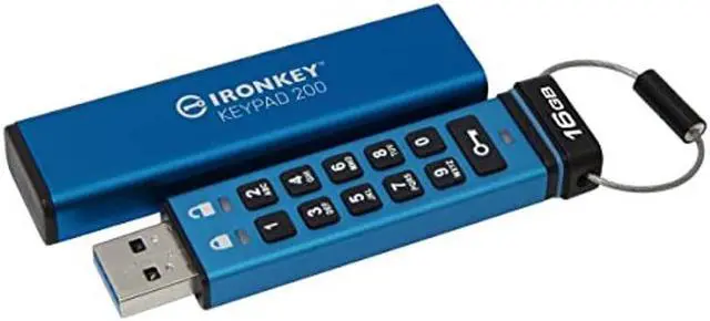 Alt view image 2 of 5 - Kingston Ironkey Keypad 200 16GB Encrypted USB | Alphanumeric Keypad | Multi-Pin Access | XTS-AES 256-bit | FIPS 140-3 Level 3 Certified | Brute Force & BadUSB Protection | IKKP200/16GB,Blue