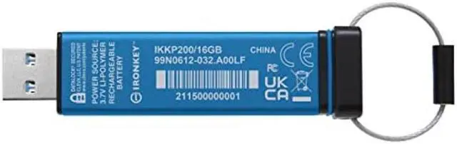 Alt view image 3 of 5 - Kingston Ironkey Keypad 200 16GB Encrypted USB | Alphanumeric Keypad | Multi-Pin Access | XTS-AES 256-bit | FIPS 140-3 Level 3 Certified | Brute Force & BadUSB Protection | IKKP200/16GB,Blue