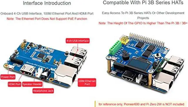 Alt view image 5 of 5 - Raspberry Pi Zero 2W to Pi 3B/3B+ Adapter,Connect Raspberry Pi Zero 2W with Zero-to-Pi3-Adapter to Replace Raspberry Pi 3 Model B/3B+, Alternative for RPi 3B/3B+ Compatible with Pi 3B/ 3B+ Hats