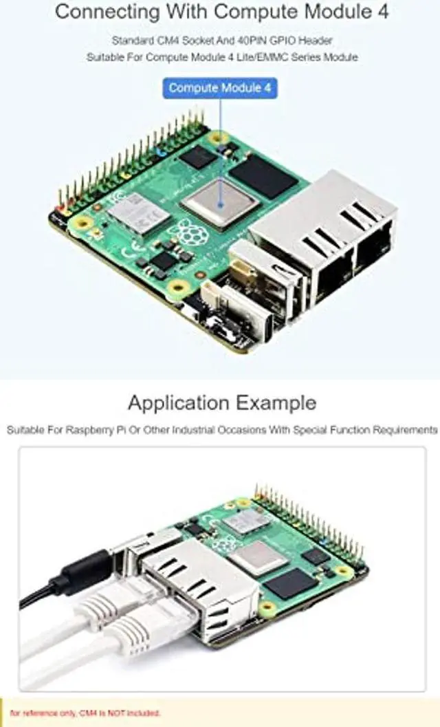Alt view image 3 of 5 - waveshare Mini Dual Gigabit Ethernet Base Board Compatible with Raspberry Pi Compute Module 4 Suitable for All Variants of Compute Module 4, Only Including CM4-DUAL-ETH-MINI Baseboard