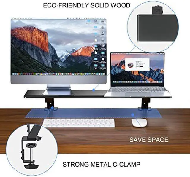 Alt view image 3 of 5 - suptek Monitor Stand Riser for Computer,Laptop,Printer, Notebook and All Flat Screen Display with Black Clamp-on Desk Organizer (DSF2)