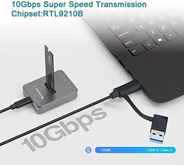 Alt view image 2 of 5 - Mackertop M.2 NVMe & SATA to USB C Docking Station, Aluminum Alloy M.2 SSD to USB A C Reader Adapter for 2280 2260 2242 2230 Enclosure, Fits Both M.2 (M Key, B+M Key) NVMe and SATA NGFF SSDs