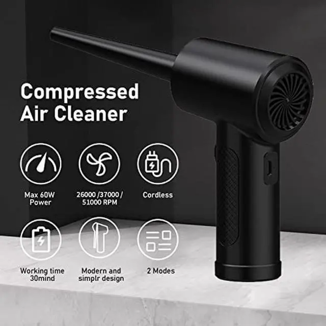 Alt view image 2 of 5 - FIRE BULL Cordless Air Duster, 51000RPM 3-Gear Air Blower with LED Light,6000mAH Rechargeable Electric Compressed Air Duster for Computer Keyboard Electronics Cleaning,Replace Compressed Air Cans