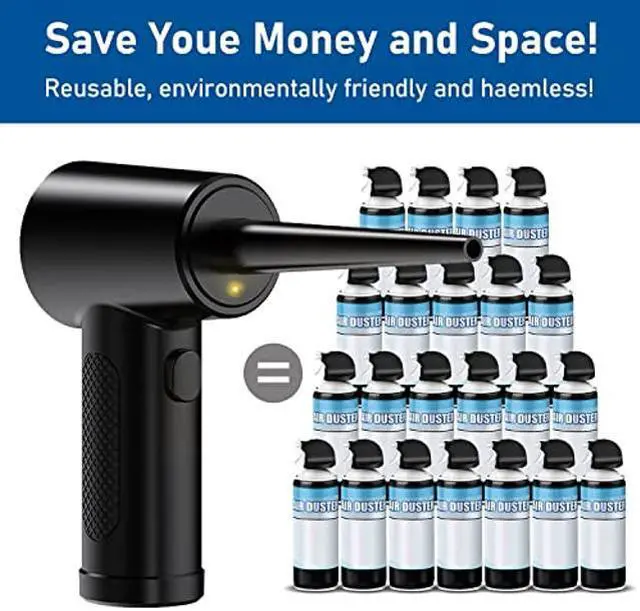 Alt view image 4 of 5 - FIRE BULL Cordless Air Duster, 51000RPM 3-Gear Air Blower with LED Light,6000mAH Rechargeable Electric Compressed Air Duster for Computer Keyboard Electronics Cleaning,Replace Compressed Air Cans