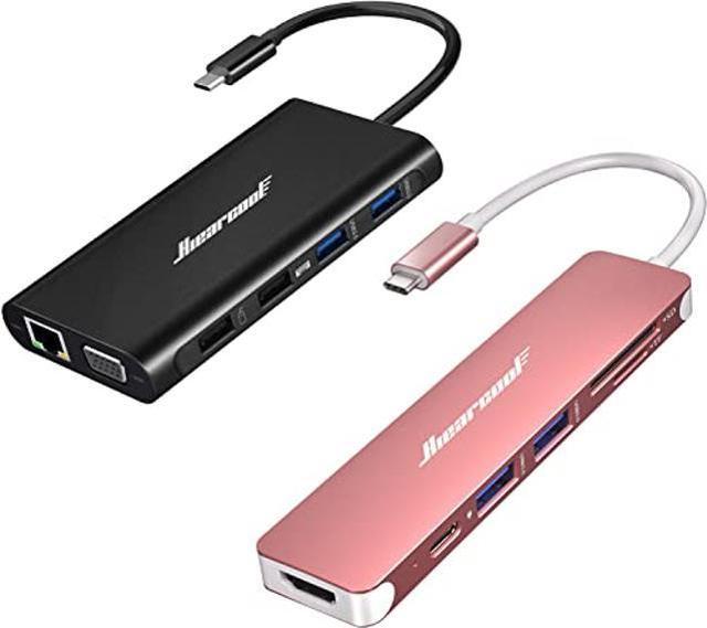 Hiearcool USB C Hub, USB C Multi-port Adapter for MacBook Pro, 7 in 1 USB C  to HDMI Hub Dongle Compatible for USB C Laptops and Other Type C Devices