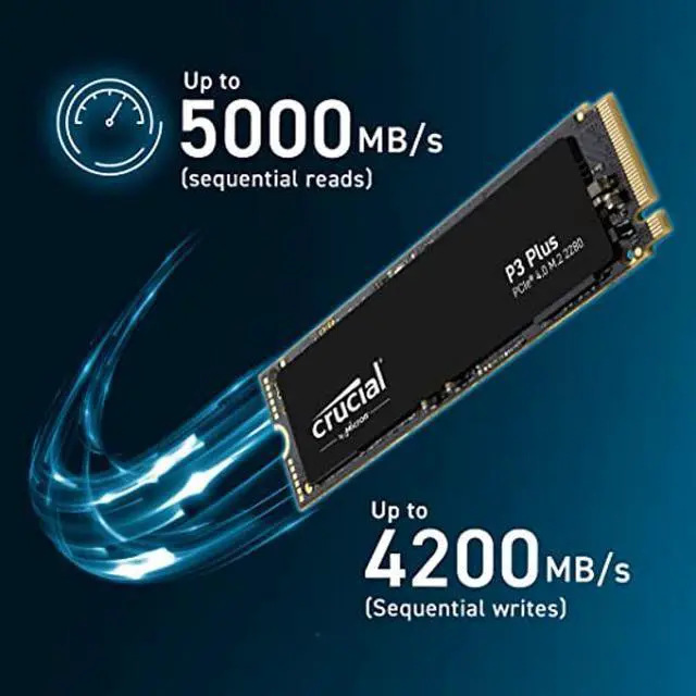 Alt view image 3 of 5 - Crucial P3 Plus 500GB PCIe Gen4 3D NAND NVMe M.2 SSD, up to 5000MB/s - CT500P3PSSD8