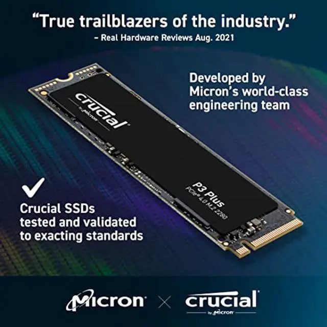 Alt view image 5 of 5 - Crucial P3 Plus 500GB PCIe Gen4 3D NAND NVMe M.2 SSD, up to 5000MB/s - CT500P3PSSD8