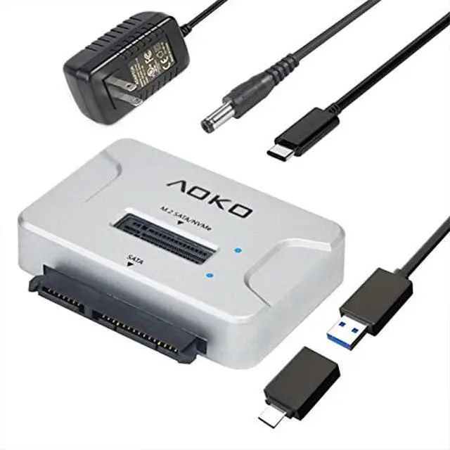 Main image of AOKO M.2 Docking Station, 4-in-1 NVMe to USB Reader Adapter with 2.5" /3.5" SATA Hard Drive Adapter for M.2 (M Key) NVMe / (B+M Key) SATA-Based SSD and SATA III Drives