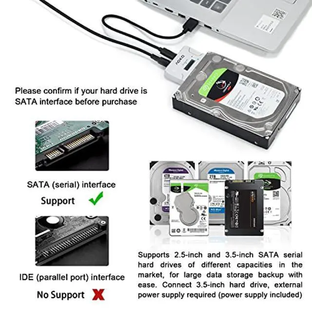 Alt view image 5 of 5 - AOKO M.2 Docking Station, 4-in-1 NVMe to USB Reader Adapter with 2.5" /3.5" SATA Hard Drive Adapter for M.2 (M Key) NVMe / (B+M Key) SATA-Based SSD and SATA III Drives