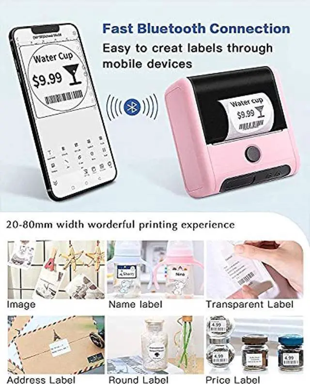 Alt view image 2 of 5 - M200 Bluetooth Label Maker, Mini Label Maker Bluetooth Compatible with iOS & Android System, Portable Printer Label Maker with One Roll 50x50mm Round Thermal Label, 140PCS/Roll