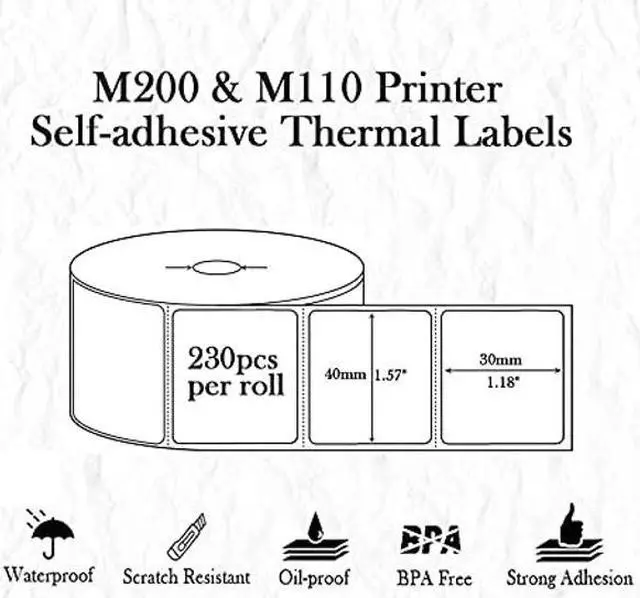 Alt view image 5 of 5 - M200 Bluetooth Label Maker, Mini Label Maker Bluetooth Compatible with iOS & Android System, Portable Printer Label Maker with One Roll 40x30mm Thermal Labels, 230PCS/Roll