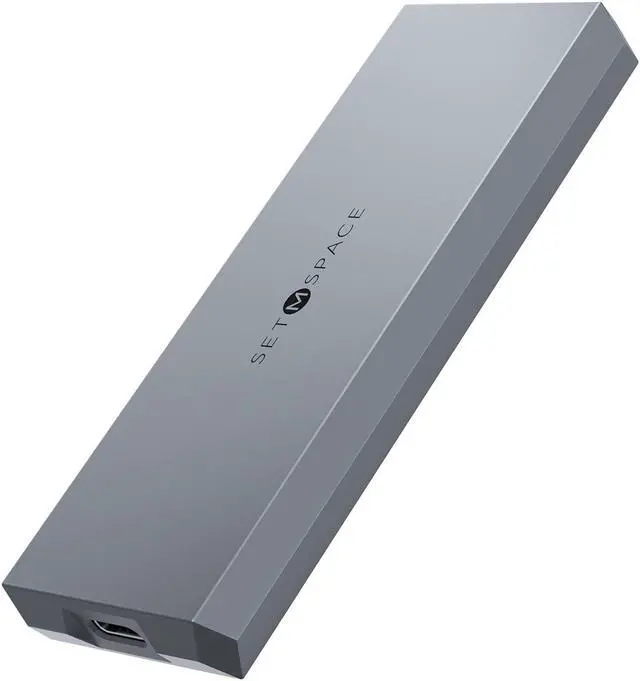Main image of NVME Enclosure ['Tough Guy' Quality] 10 Gbps NVME & SATA, Solid Aluminium Alloy Case for M-Key SSD, SETMSPACE Screw Fixed M.2 Enclosure with USB C/A Cable, SSD Enclosure for 2230/2242/2260/2280-Grey