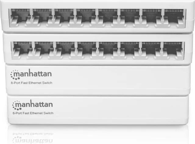 Main image of Manhattan 8 Port Ethernet Network Switch  4 Pack - Computer Desktop Internet Networking Splitter LAN Hub Router, Unmanaged, Plug & Play, Fanless Quiet  3 Yr Mfg Warranty - 526142