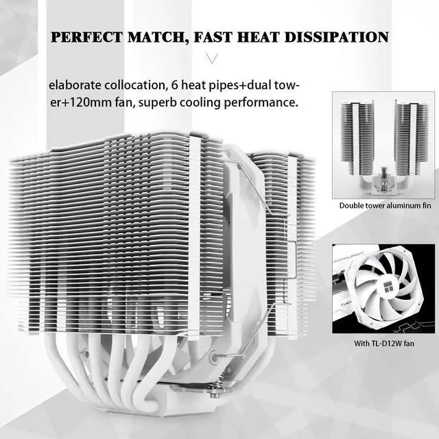 Alt view image 4 of 5 - Thermalright Peerless Assassin 120 Mini White CPU Air Cooler, 6 Heat Pipes Dual Towers Cooler, with TL-D12W PWM Fans, Desktop PC Cooler for Intel LGA 1851/1700/1150/1151/1200/2011,AMD:AM4/AM5