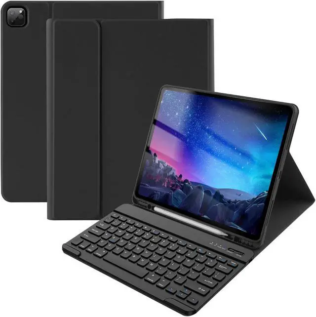 Main image of Compatible for iPad Air 13 inch Case Keyboard for iPad Pro 12.9 inch Case with Keyboard Slim Smart for iPad Keyboard Compatible with iPad Pro 6th/5th/4th/3rd Wireless Detachable Pencil Holder Black