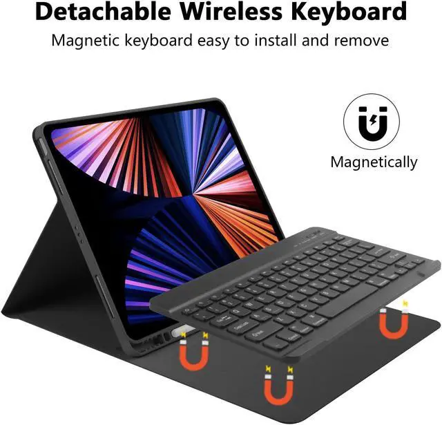 Alt view image 5 of 5 - Compatible for iPad Air 13 inch Case Keyboard for iPad Pro 12.9 inch Case with Keyboard Slim Smart for iPad Keyboard Compatible with iPad Pro 6th/5th/4th/3rd Wireless Detachable Pencil Holder Black