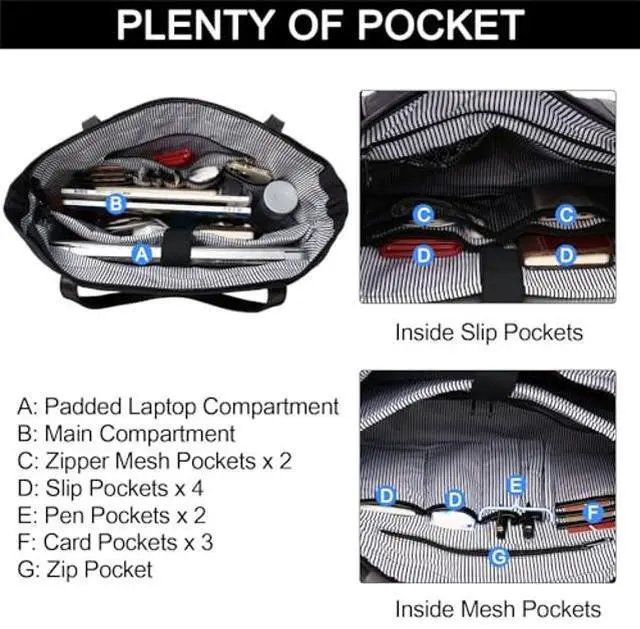 Alt view image 4 of 5 - Laptop Bag for Women,ChaseChic Waterproof Classic Teacher's Tote Bag 17.3in Computer Work Bags for Women with Luggage Strap(Black)