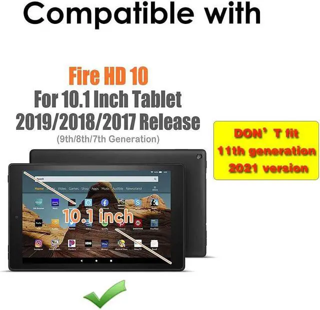 Alt view image 2 of 5 - Fire HD 10 Case 2019/2018/2017 Release, Heavy Duty Shockproof Rugged Protective High Impact Cover Case W/Stand Hand Strap Shoulder Strap for Amazon Kindle Fire HD 10 Tablet 9th 8th 7th Gen, Black