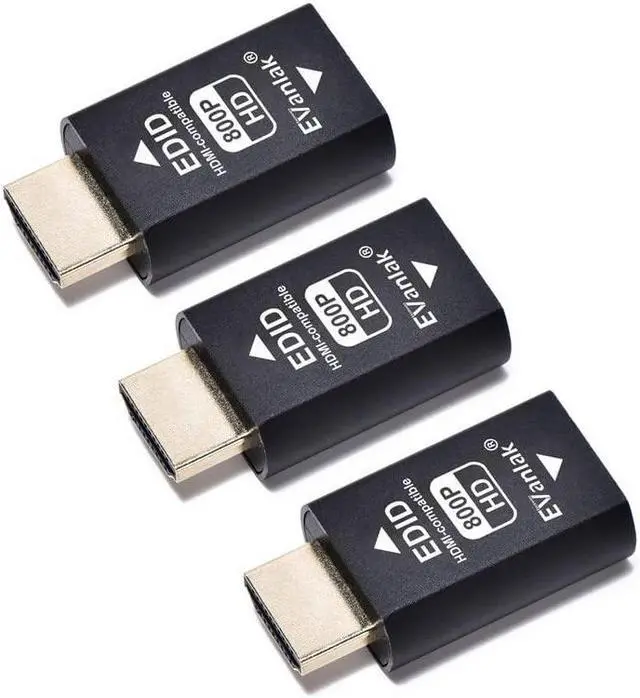 Main image of EVanlak Hdmi Edid Emulator Passthrough Dongle Eliminated Emulator Adapter 3rd Generrtion Work with Mac Thunderbolt to HDMI Switches/Extender/AV Receiver/Video Splitters -1280x800@60Hz-3pack