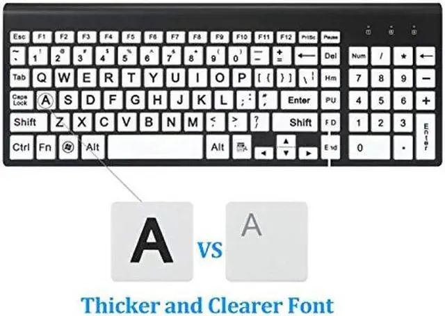 Alt view image 3 of 5 - Full Size Large Print 2.4g Wireless Keyboard and Mouse with Oversized Print for Kids Visually Impaired Low Vision Individuals (Black)