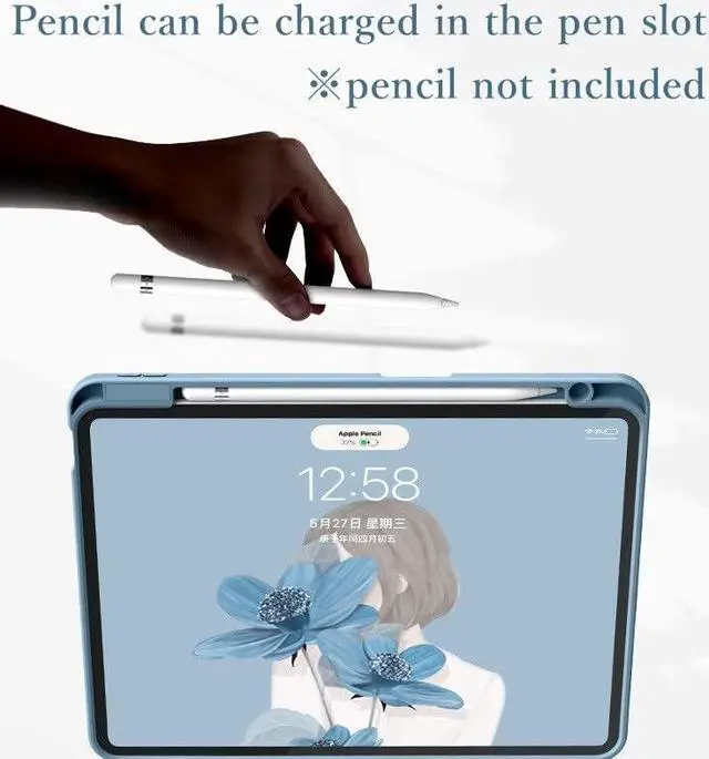 Alt view image 3 of 5 - KMXDD Cute Keyboard Case Compatible with iPad Air 11 inch M2/ iPad Air 5th 4th Generation Keyboard Case Round Key iPad Pro 11 inch 4th 3th 2th 1st Gen Removable Bluetooth Keyboard Cover (Mist Blue)