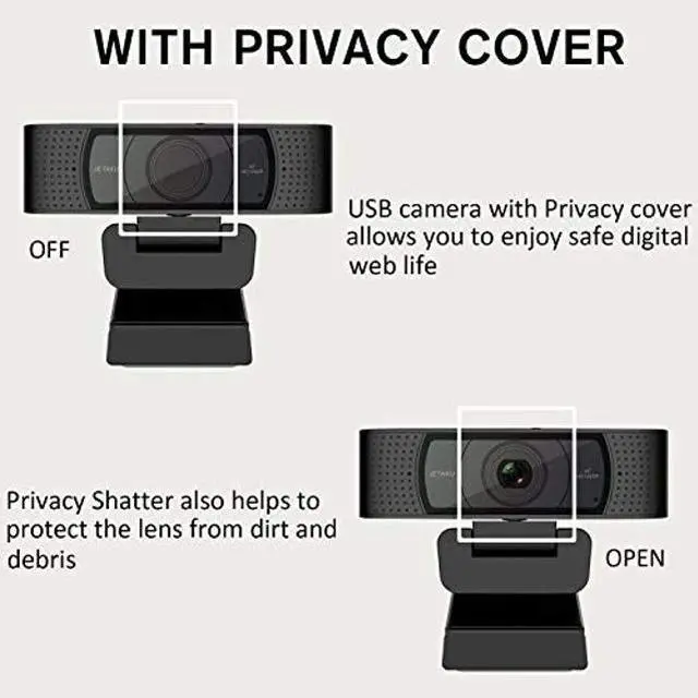 Alt view image 2 of 5 - JETAKu Full HD1080P Webcam, Streaming Web Camera with Microphone, Privacy Cover Web Camera, Auto Light Correction, Plug&Play Webcam for Gaming, Laptop/Mac/Zoom/YouTube/Video Calling/Office