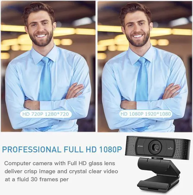 Alt view image 3 of 5 - JETAKu Full HD1080P Webcam, Streaming Web Camera with Microphone, Privacy Cover Web Camera, Auto Light Correction, Plug&Play Webcam for Gaming, Laptop/Mac/Zoom/YouTube/Video Calling/Office