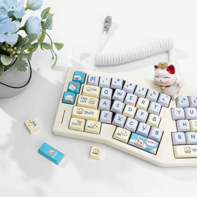 Alt view image 5 of 5 - 149 Keys Blue PBT Keycaps, XDA Keycaps Set Cute Keycaps 60 Percent, Dye-Sub Custom Keycaps, Round Kawaii keycaps Cat Keycaps for Mechanical Creamy Keyboard