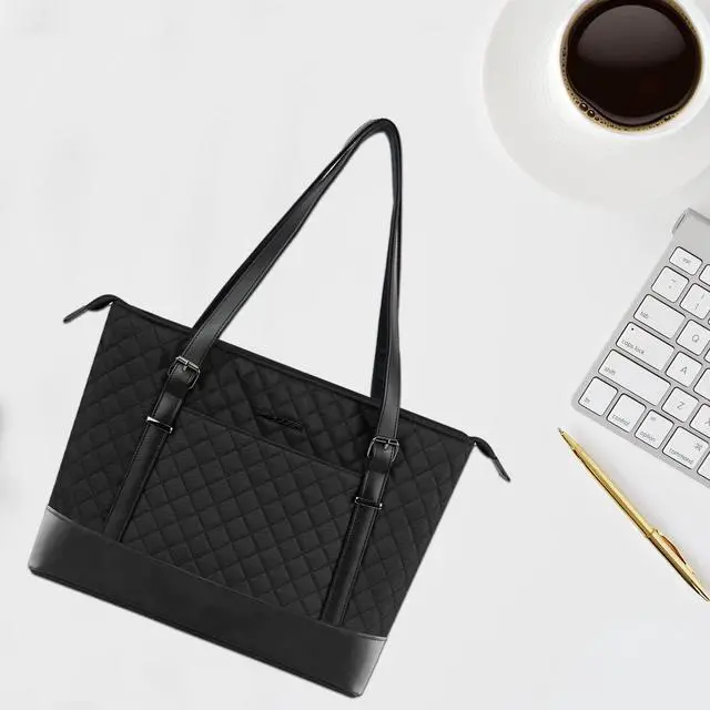 Alt view image 3 of 5 - KROSER Laptop Tote Bag 15.6 Inch with USB Port, Large Work Tote Bag Computer Shoulder Bag for Women, Laptop Case for Office Business Travel(Quilted)
