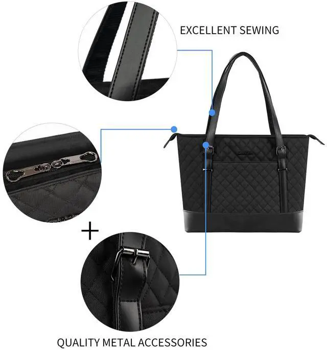 Alt view image 4 of 5 - KROSER Laptop Tote Bag 15.6 Inch with USB Port, Large Work Tote Bag Computer Shoulder Bag for Women, Laptop Case for Office Business Travel(Quilted)