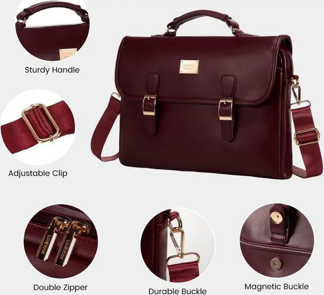 Alt view image 5 of 5 - LOVEVOOK Laptop Bag for Women 15.6 Inch Waterproof Leather Computer Briefcase Large Laptop Carrying Case for Business Casual or College