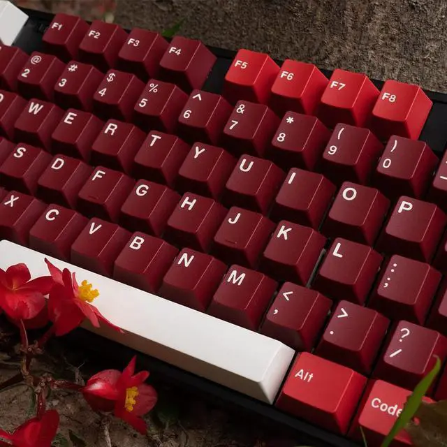 Alt view image 2 of 5 - mintcaps PBT Keycaps Set 173 Keys Cherry Profile Doubleshot Custom Keyboard Red Keycaps ISO ANSI for Cherry MX 60% 65% 70% 75% 95% Mechanical Keyboards