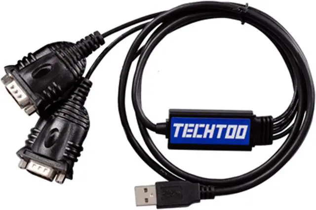 Main image of TECHTOO 2 Port Professional FTDI CHIP USB to RS232 Serial Cable DB9 Serial Adapter Converter 9-Pin Male to Male with Hexnuts (W/Hexnuts, 2 RS232 Port)