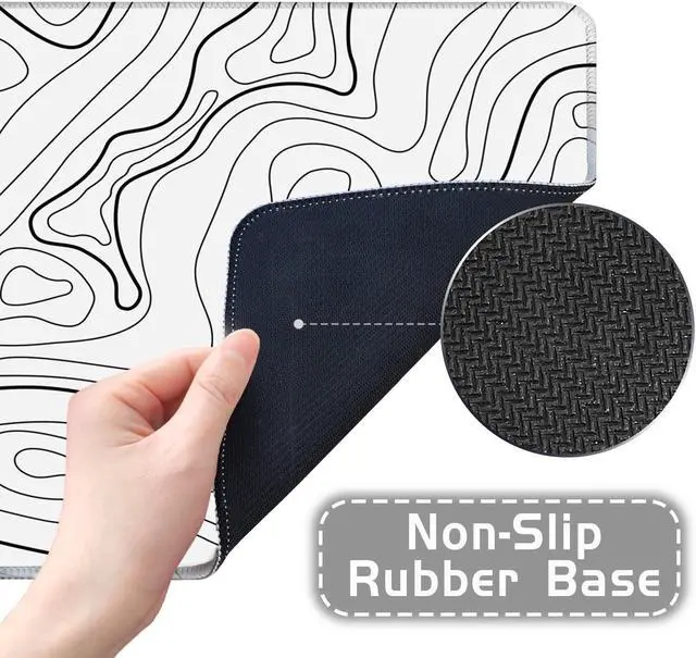 Alt view image 4 of 5 - UJoowalk White Mouse Pad, Topographic Mouse Pad Large, Gaming Mouse Pad, XXXL Mousepad, Keyboard and Mouse Pad, Desk Mat, 47.2 x 23.6 in, Minimalist Contour for Office