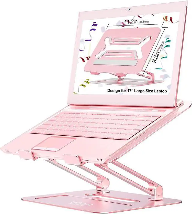 Main image of Urmust Adjustable Laptop Stand for Desk Aluminum Computer Stand for Laptop Riser Holder Notebook Stand Compatible with MacBook Air Pro Ultrabook All Laptops 11-17 inch (Rose Gold)