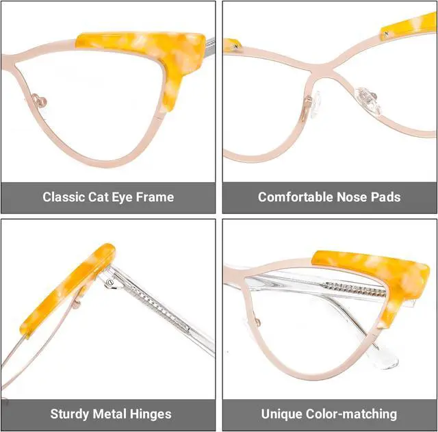 Alt view image 3 of 5 - Zeelool Oversized Cat Eye Blue Light Glasses for Women Stylish Eyewear Glasses 100% UV400 Protection JGX558394-03 Yellow