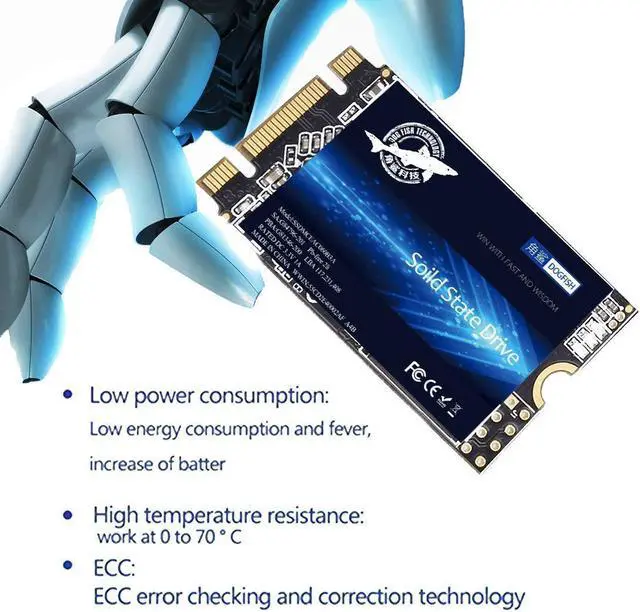 Alt view image 2 of 5 - SSD SATA M.2 2242 500GB Dogfish Ngff Internal Solid State Drive High Performance Hard Drive for Desktop Laptop SATA III 6Gb/s (500GB, M.2-2242)