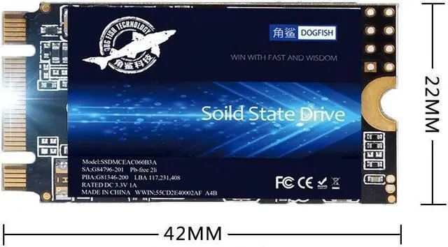 Alt view image 5 of 5 - SSD SATA M.2 2242 500GB Dogfish Ngff Internal Solid State Drive High Performance Hard Drive for Desktop Laptop SATA III 6Gb/s (500GB, M.2-2242)