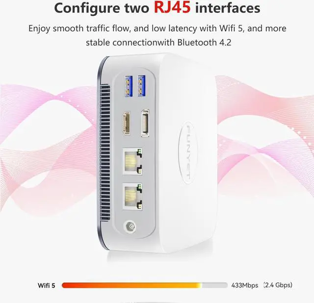 Alt view image 5 of 5 - FUNYET Mini PC Gaming PC, Desktop Computer with Intel 12th Gen Alder Lake N95(up to 3.4GHz), 16GB DDR4 RAM 1TB SSD, Supports 4K Displays, Windows 11 Pro White