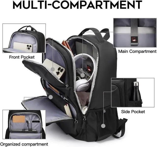 Alt view image 3 of 5 - FUTURE AESTHEICS Business laptop Backpack for men women Waterproof fit 15.6 Inch Laptop Backpack Travel Durable Backpack