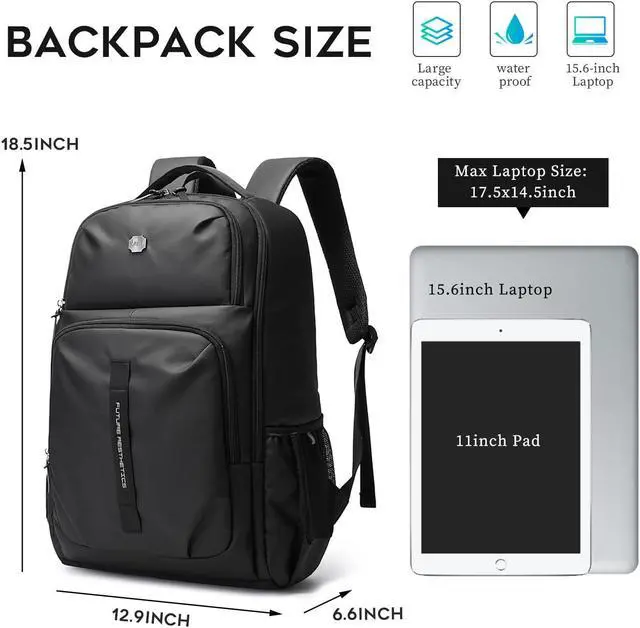 Alt view image 4 of 5 - FUTURE AESTHEICS Business laptop Backpack for men women Waterproof fit 15.6 Inch Laptop Backpack Travel Durable Backpack
